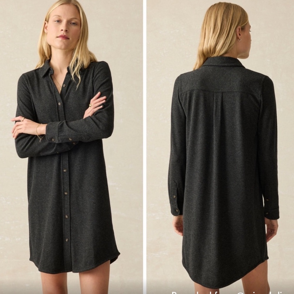 Faherty Legend Sweater Knit Shirt Dress Small